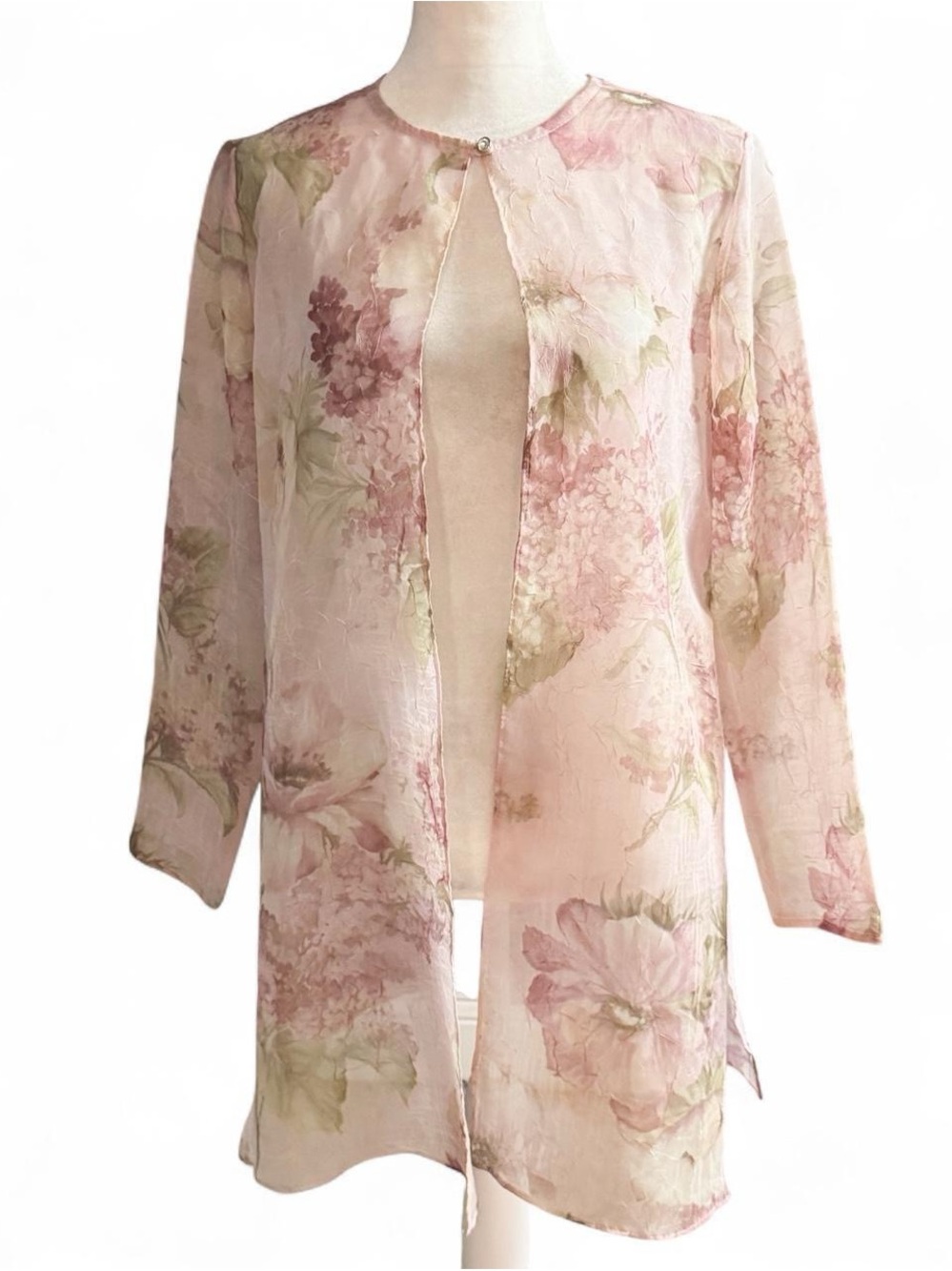 Vintage Jessica Howard Sheer Floral Duster Jacket Size 6 Petite